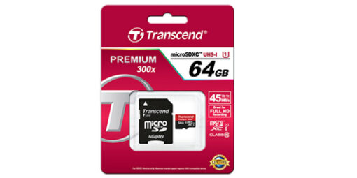 ⁦Transcend 64GB MicroSDXC Class10 כרטיס זיכרון+מתאם⁩ – תמונה ⁦2⁩