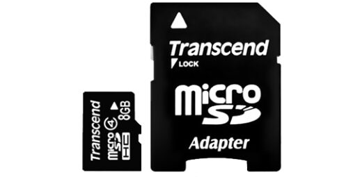 Transcend 8GB כרטיס זיכרון+מתאם