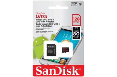 כרטיס זיכרון Ultra microSDXC Class 10 UHS+adapter SanDisk 128GB